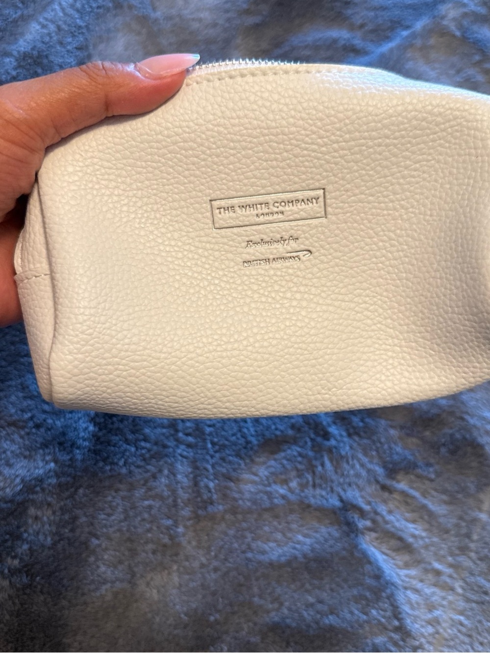 The White Company Cream Pebbled Leather Cosmetic Pouch